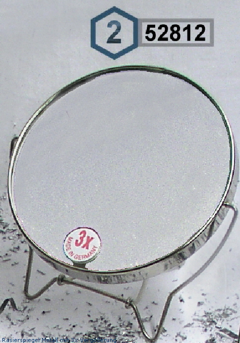 Rasierspiegel mit Metallrahmen Planglas und Glas mit 3x Vergr�sserung